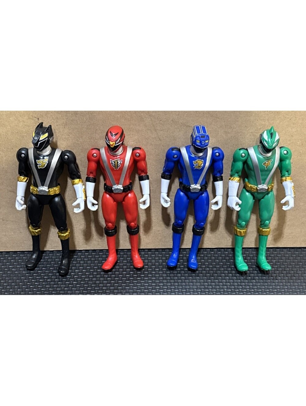 Lot of 4 Mighty Morphin Power Rangers Figures Red Green Blue Black Full Throttle